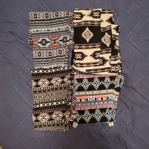 4-Pack Bundle! Women's Pink Rose Tribal Leggings (3 Large 1 Medium)